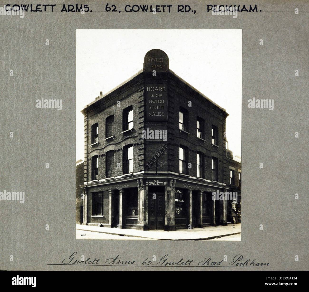 Photograph of Gowlett Arms, Peckham, London. The main side of the print (shown here) depicts: Corner on view of the pub.  The back of the print (available on request) details: Nothing for the Gowlett Arms, Peckham, London SE15 4HY. As of July 2018 . Punch Taverns Stock Photo