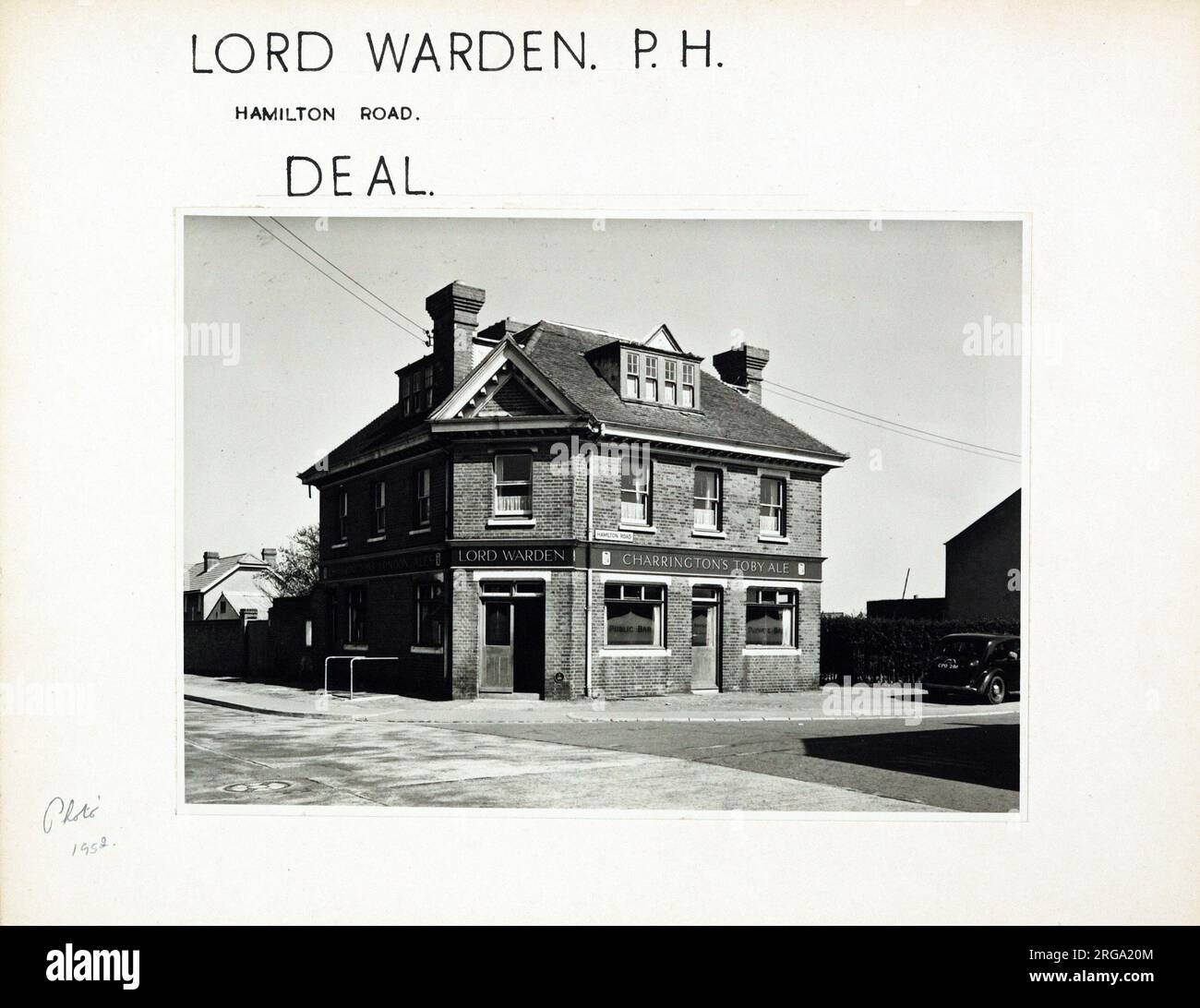 Photograph of Lord Warden PH, Deal, Kent. The main side of the print (shown here) depicts: Left Face on view of the pub.  The back of the print (available on request) details: Trading Record 1950 . 1963 for the Lord Warden, Deal, Kent CT14 9BE. As of July 2018 . Now a Co.op Stock Photo
