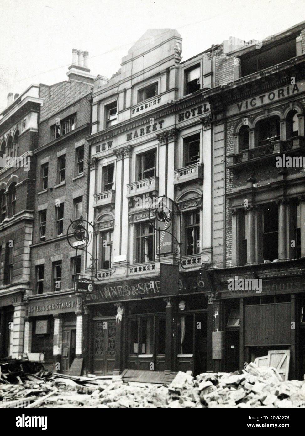 Photograph of Newmarket PH, City (Old), London. The main side of the print (shown here) depicts
