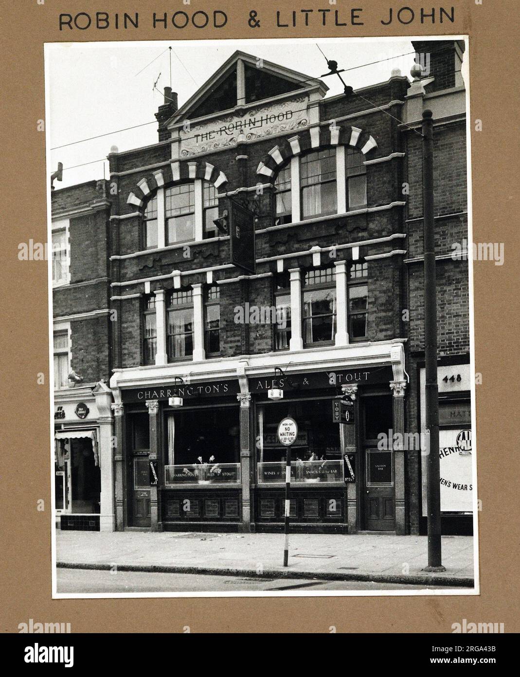 Photograph of Robin Hood & Little John PH, Chiswick, London. The main side of the print (shown here) depicts: Right face on view of the pub.  The back of the print (available on request) details: Nothing for the Robin Hood & Little John, Chiswick, London W4 5TT. As of July 2018 . Renamed Tommy Flynn's now Connolly's Stock Photo