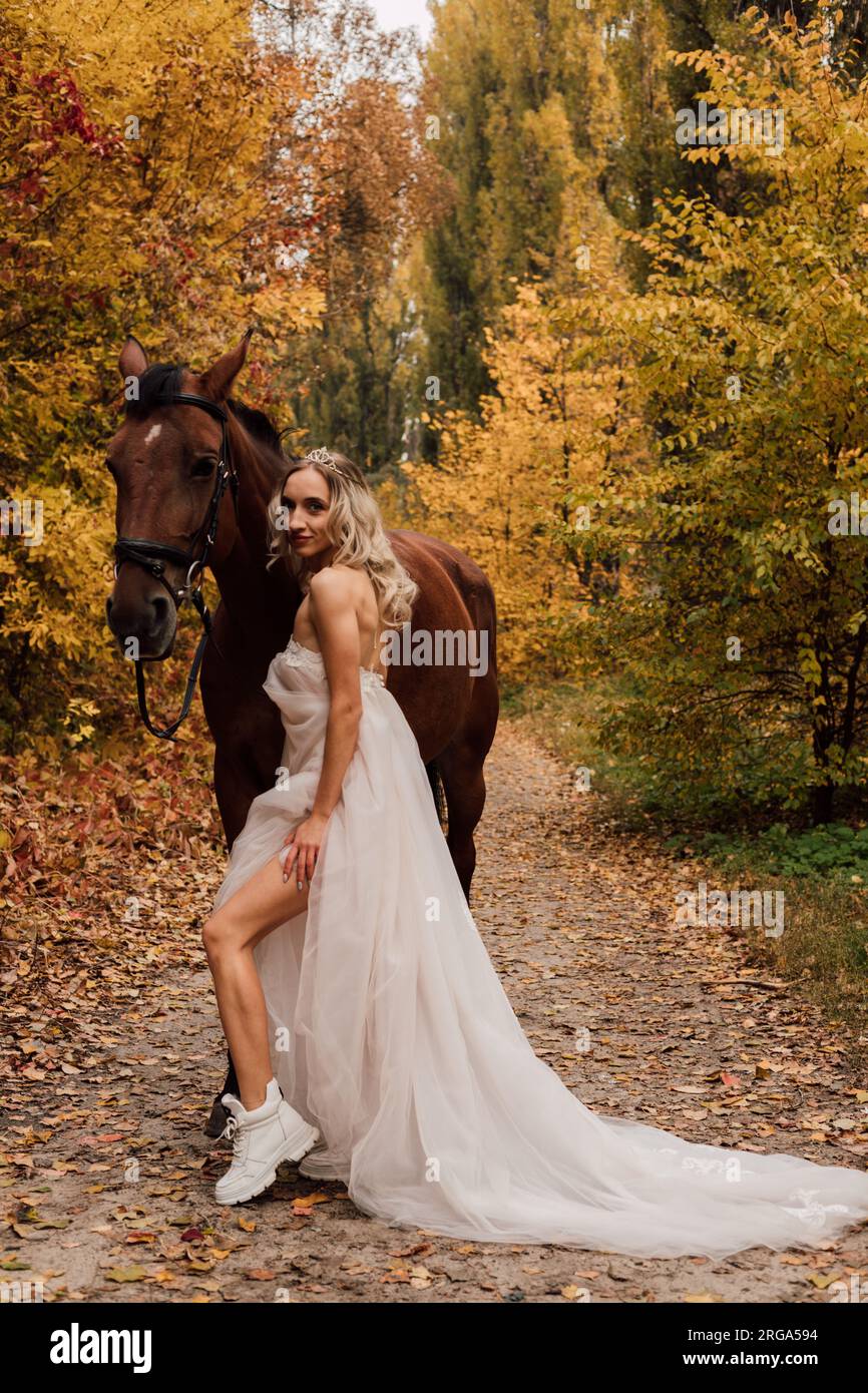 Attractive woman in wedding dress. The Runaway Bride Stock Photo Alamy
