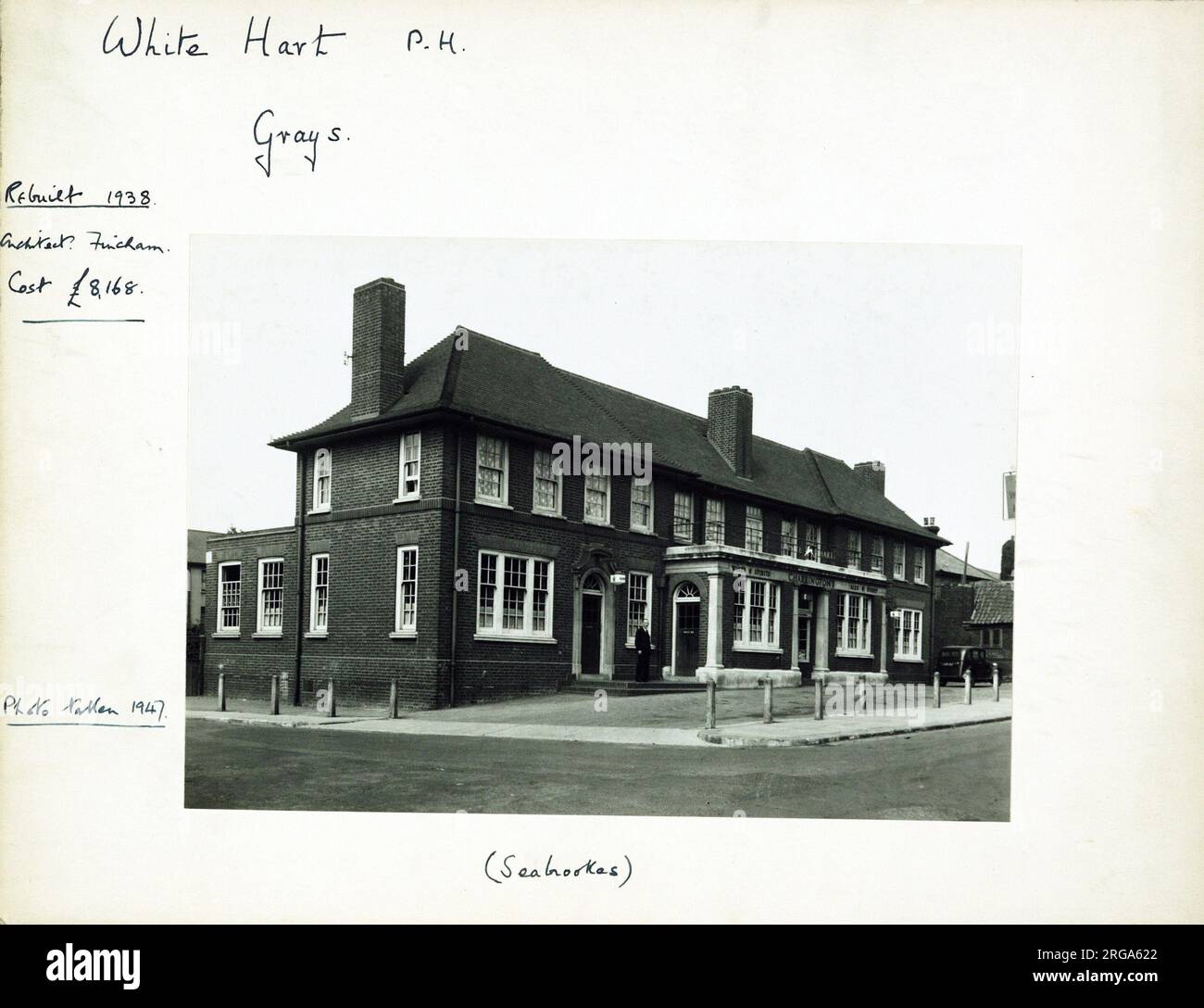 Photograph of White Hart PH, Grays (New), Essex. The main side of the print (shown here) depicts