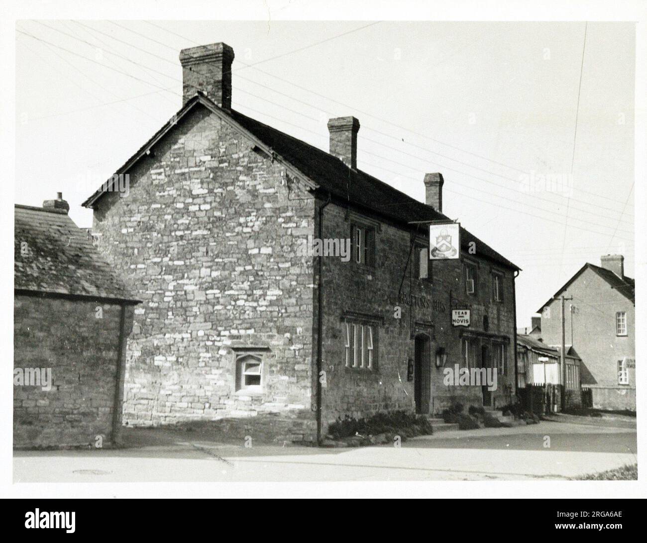 Photograph of Wyndham Arms, Martock, Somerset. The main side of the print (shown here) depicts: Left Face on view of the pub.  The back of the print (available on request) details: Publican ID for the Wyndham Arms, Martock, Somerset TA12 6AT. As of July 2018 . Free House Stock Photo