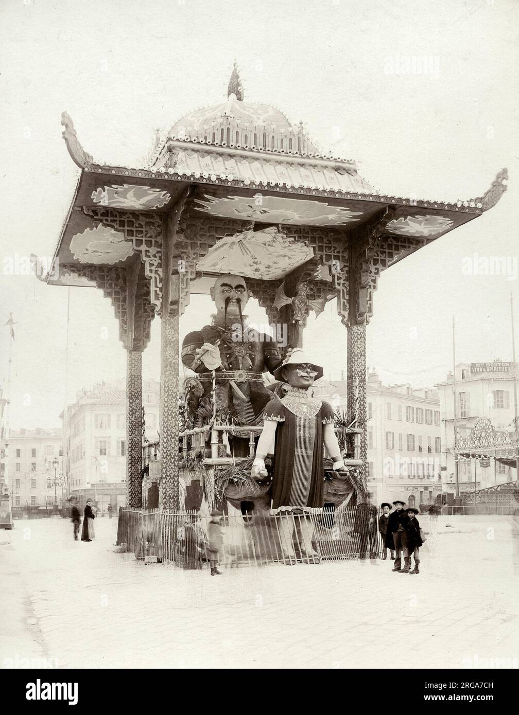 Vintage 19th century photograph: Street festival or carnival car, France Stock Photo