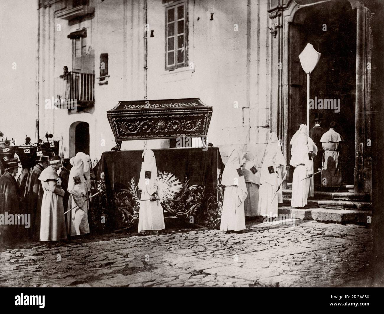 c.1880s Italy - Fratelli di Nostra Signora della Misericordia - FDM - Brotherhood of Mercy - funeral Stock Photo