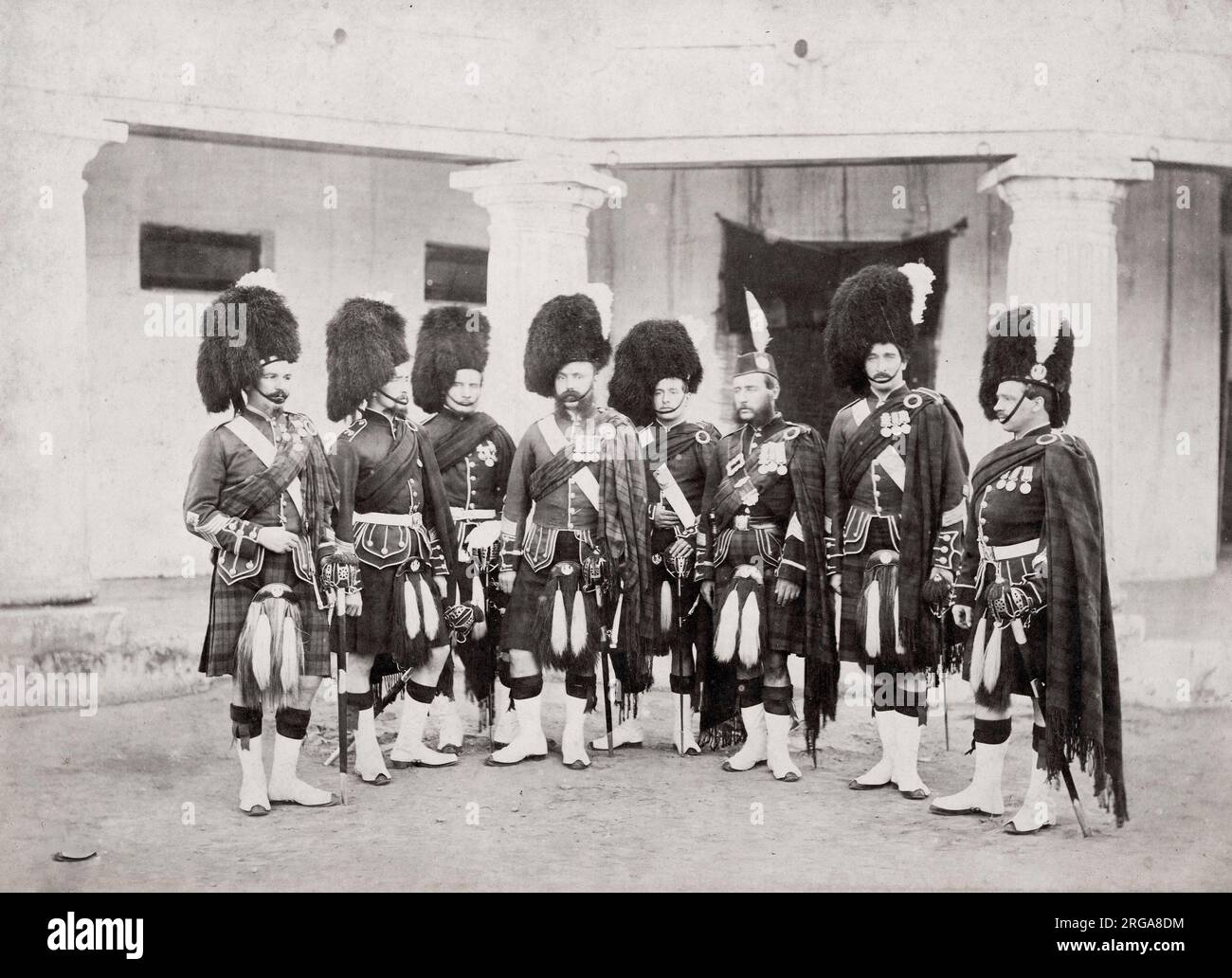 1860s' vintage photograph - British army in India - NCOs of the 79th Highlanders Stock Photo