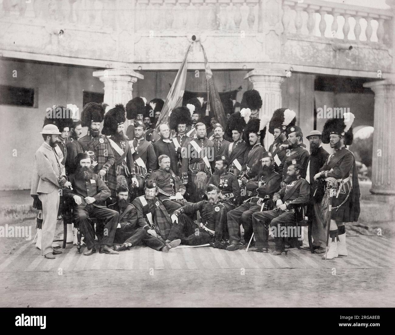 1860s' vintage photograph - British army in India - officers of the 79th Highlanders Stock Photo