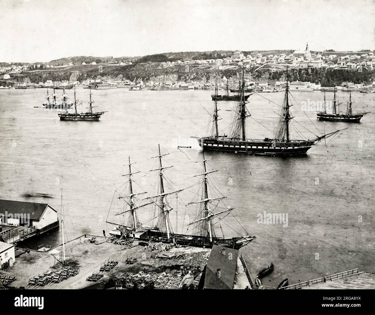 Vintage period albumen print of Montreal Harbor (~1880s) Vintage period albumen print of Montreal Harbor (~1880s)