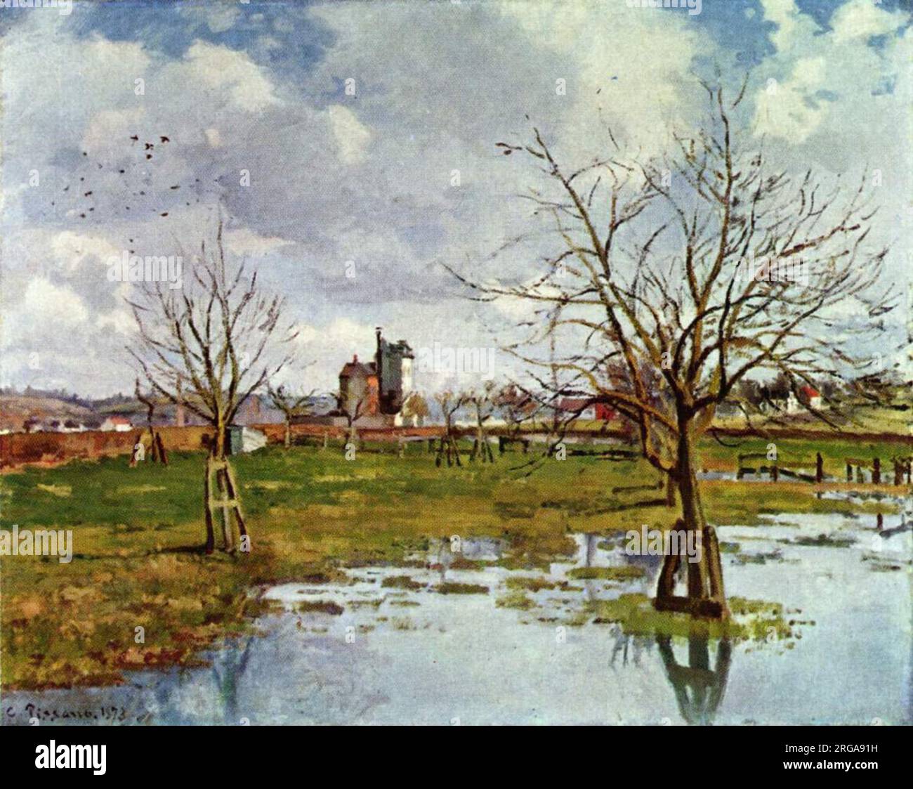 Flood at Saint-Ouen-L'Aumône 1873 by Camille Pissarro Stock Photo