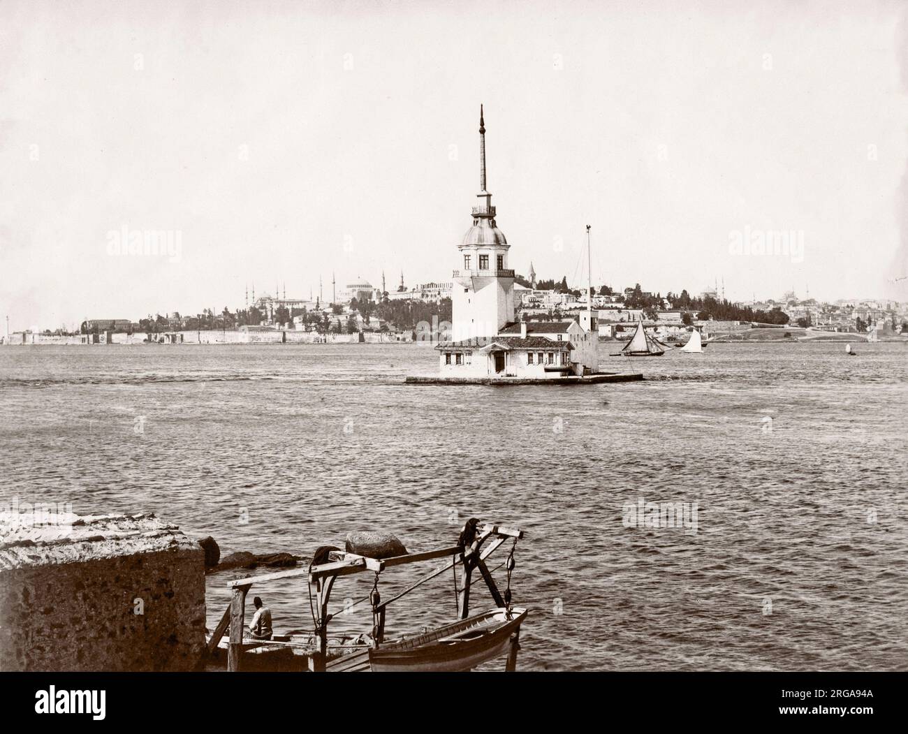 Tour de Leandre, Istanbul, Turkey - Leander Tower, Bosphorous c.1890 Stock Photo