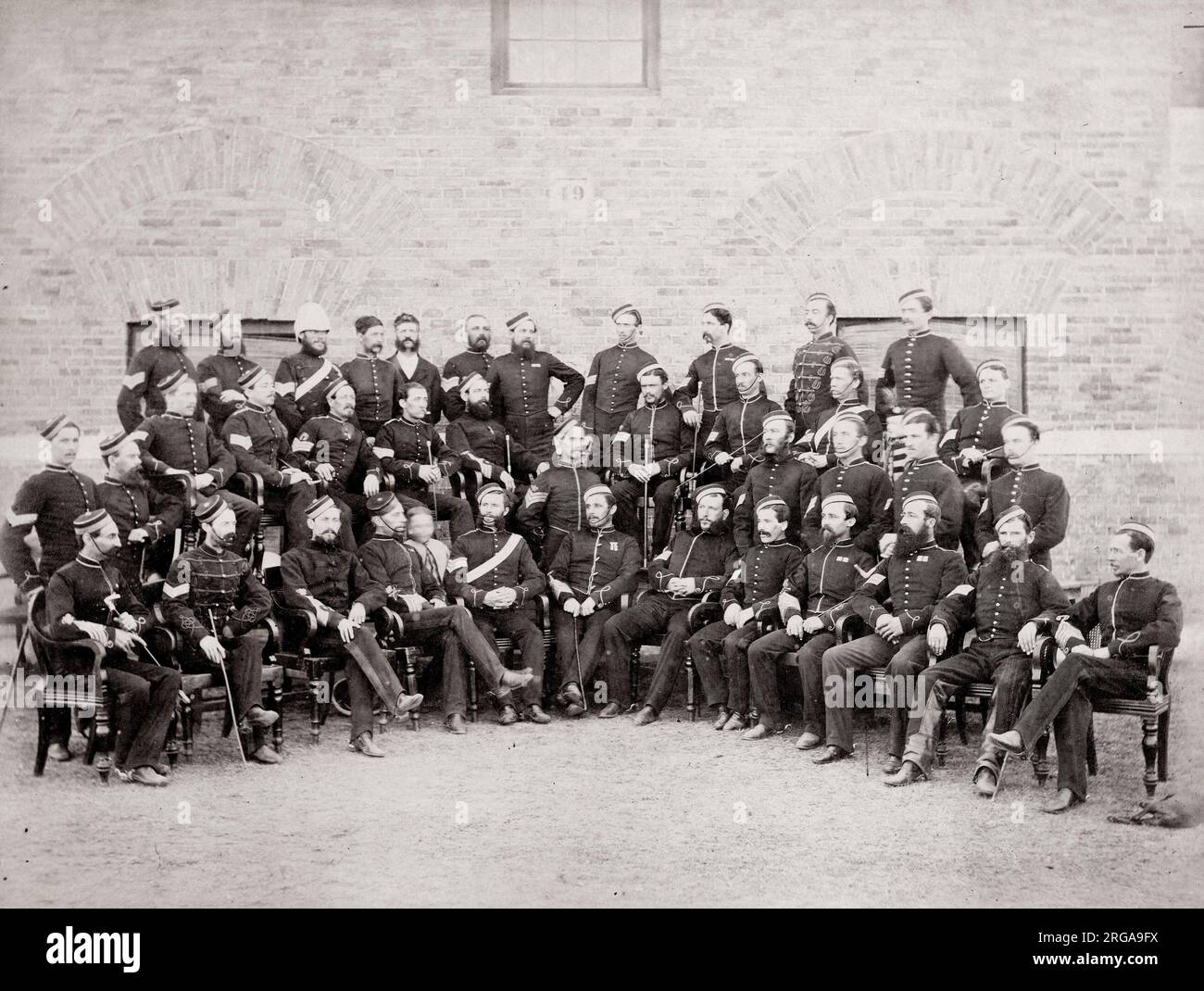 Vintage 19th century photograph - British army in India - officers of the 4th Hussars, 1869 Stock Photo