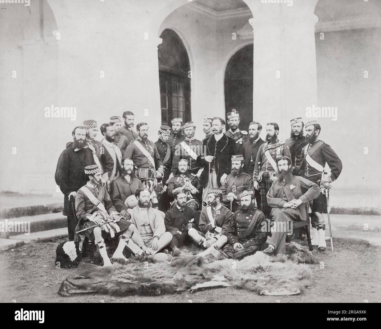 British army in India - officers of the 93rd Highlanders 1864 Stock Photo