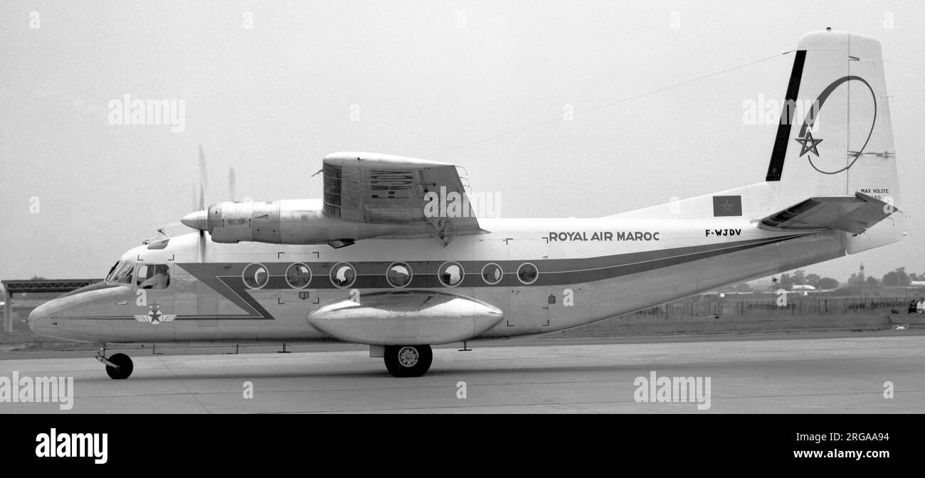 Max Holste MH.260 Super Broussard F-WJDV (msn 001), in the colours of Royal Air Maroc with French test registration, but not delivered at the 1961 Paris Air Show. Stock Photo