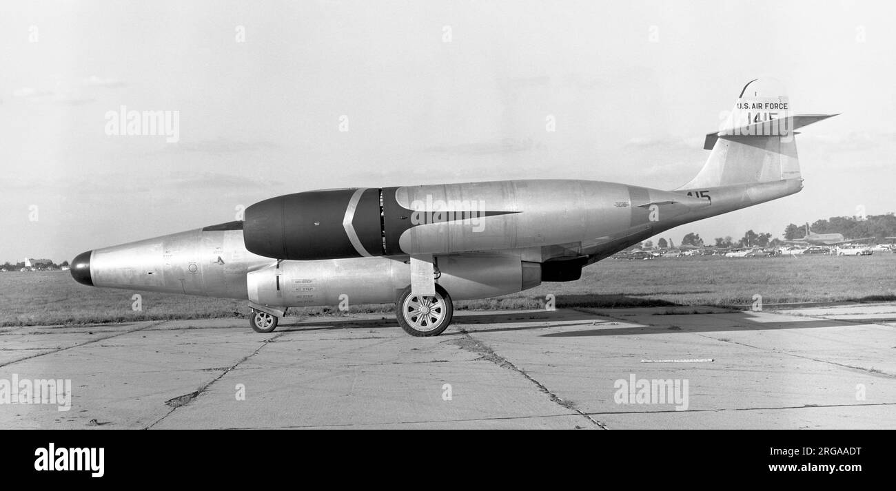 United States Air Force - Northrop F-89D-5-NO Scorpion 51-0415, an early production F-89D (number 16), with rocket only armament: 104 2.75 inch Mighty Mouse rockets in the two wing-tip weapon - fuel pods. 51-0415 was later issued to the 176th Fighter Interception Squadron of the Wisconsin Air National Guard. Stock Photo