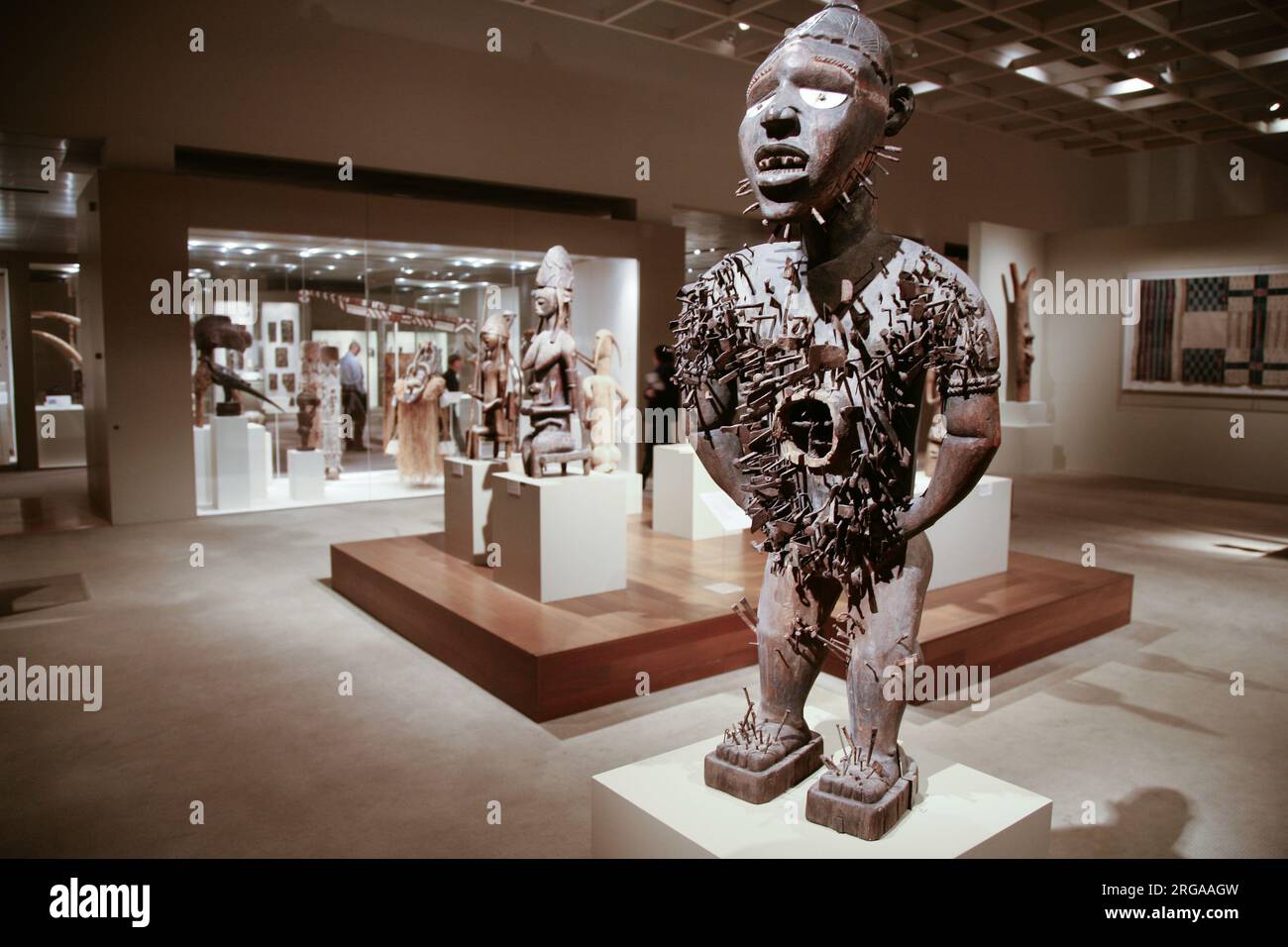 African art exhibition at the Metropolitan Museum of Art, Mangaaka Power Figure (Nkisi N’Kondi), New York City, USA Stock Photo