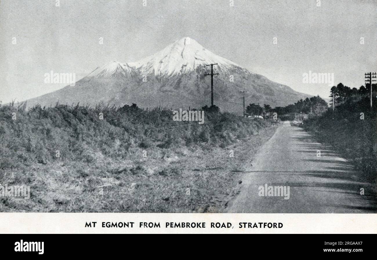 Stratford, New Zealand - Mount Egmont from Pembroke Road. Stock Photo