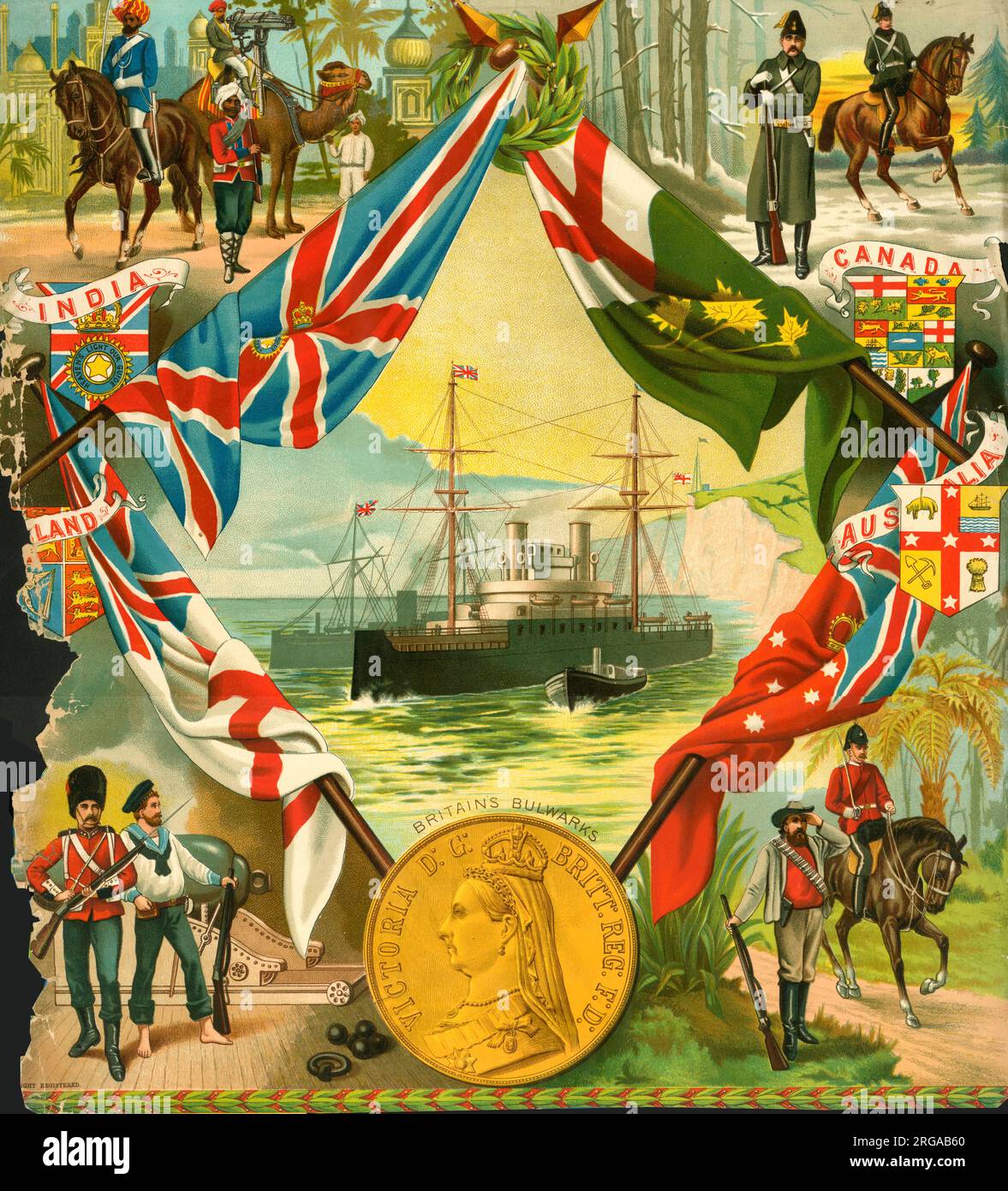 The Military of Queen Victoria's British Empire - India, England, Australia and Canada Stock Photo