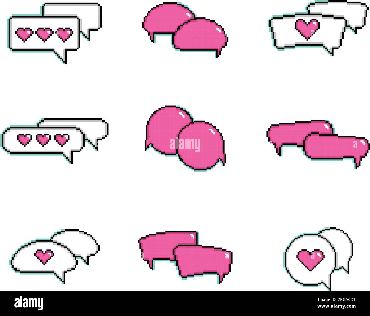 Set pf pixelated comic speech bubble chats Vector Stock Vector