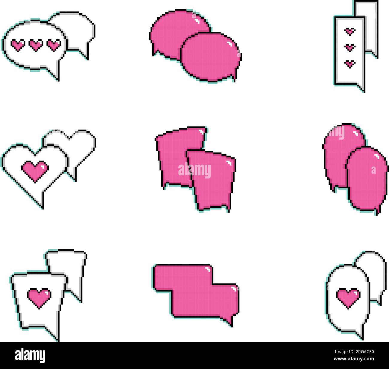 Set pf pixelated comic speech bubble chats Vector Stock Vector