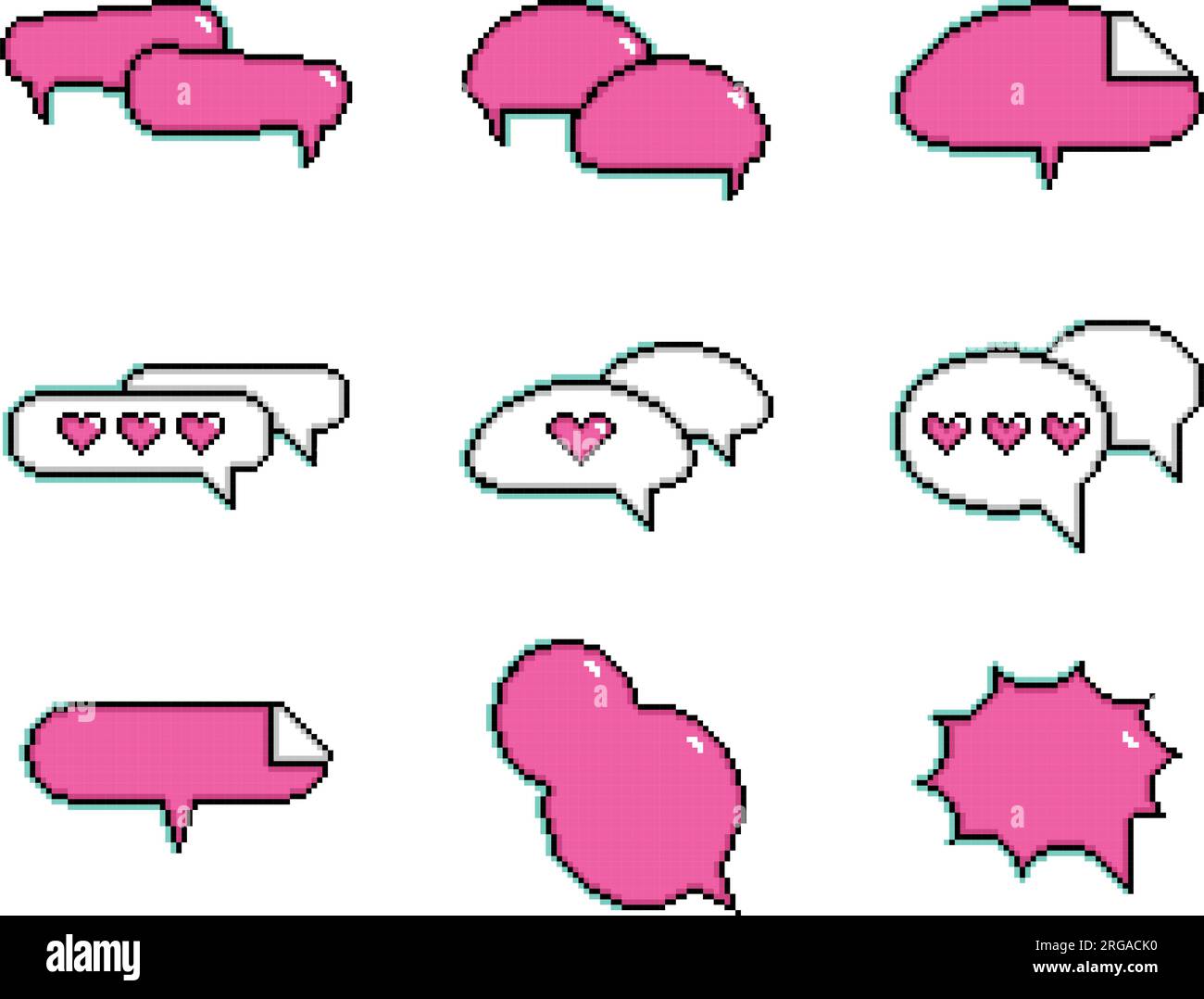 Set pf pixelated comic speech bubble chats Vector Stock Vector