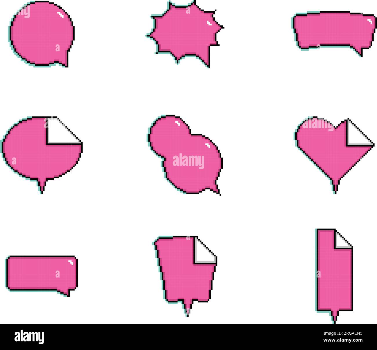 Set pf pixelated comic speech bubble chats Vector Stock Vector