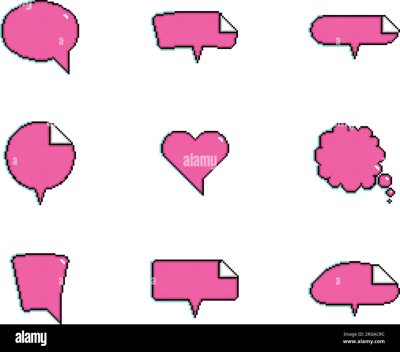 Set pf pixelated comic speech bubble chats Vector Stock Vector