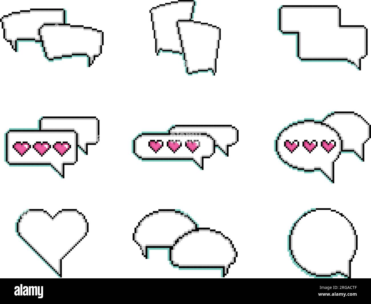 Set pf pixelated comic speech bubble chats Vector Stock Vector