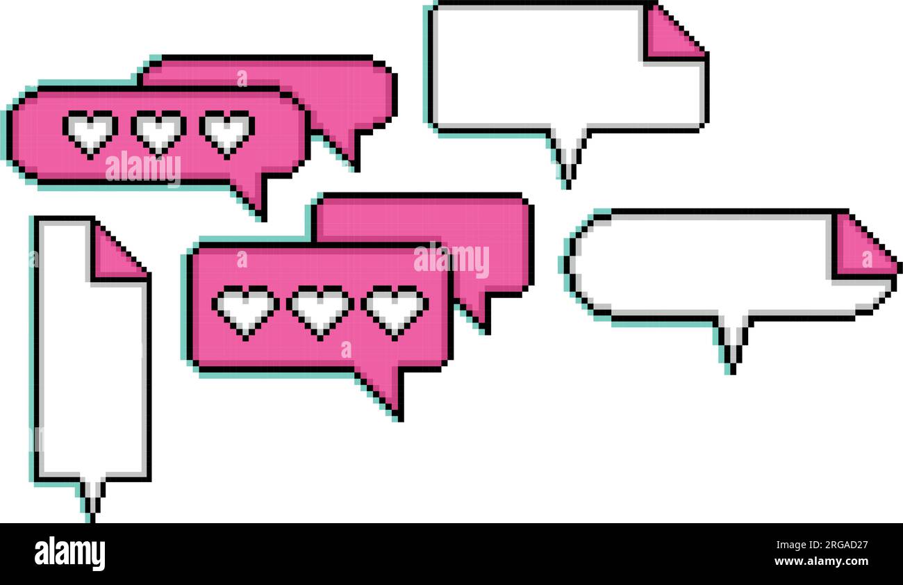 Set pf pixelated comic speech bubble chats Vector Stock Vector