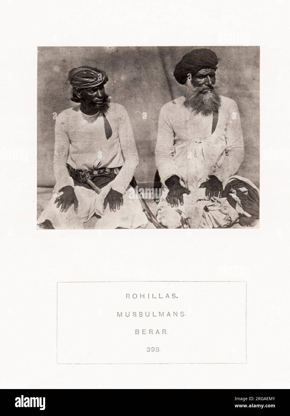 Vintage 19th century photograph: The People of India: A Series of Photographic Illustrations, with Descriptive Letterpress, of the Races and Tribes of Hindustan - published in the 1860s under order of the Viceroy, Lord Canning - Rohillas Mussulmans, Muslims, Berar. Stock Photo