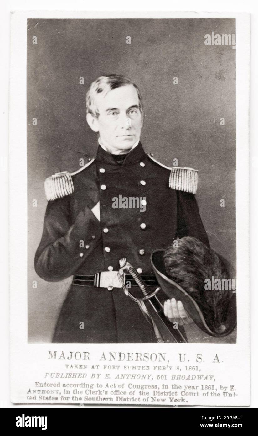 Vintage 19th century photograph: Robert Anderson (June 14, 1805 - October 26, 1871) was a United States Army officer during the American Civil War. Stock Photo