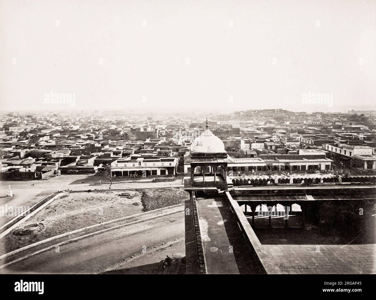 Vintage 19th century photograph: view from the fort, Delhi, India. Stock Photo