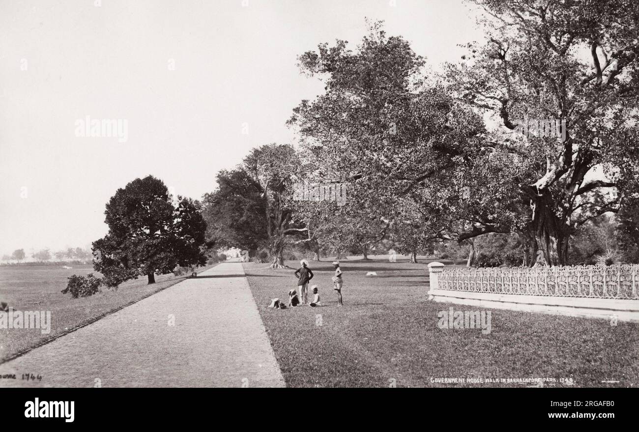 19th century vintage photograph: Government House walk, Barrackpore, India. Stock Photo