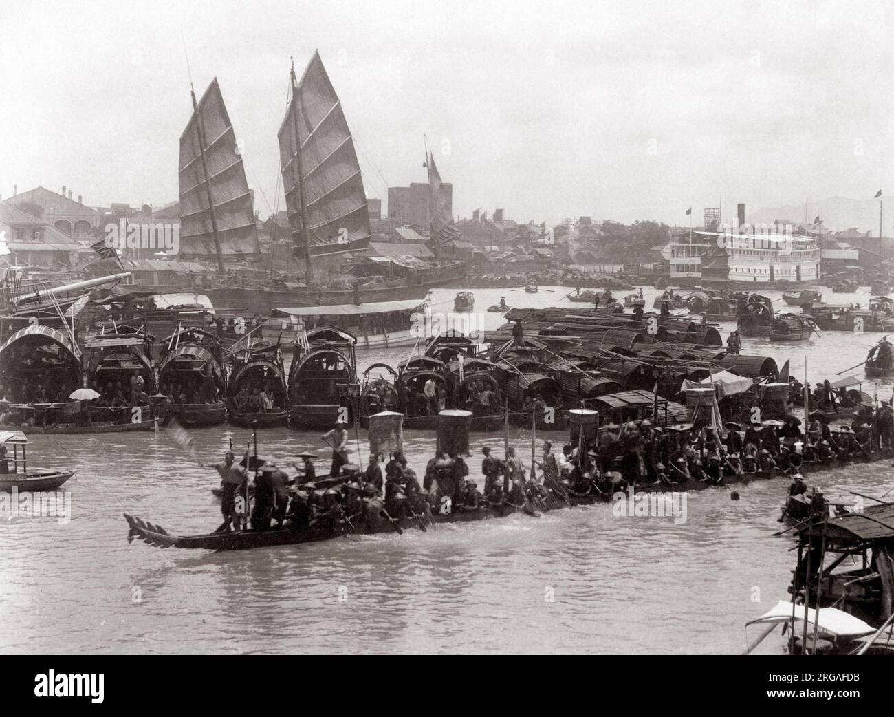 Dragon Boat, Canton (Guangzhou) China c.1890's Stock Photo - Alamy