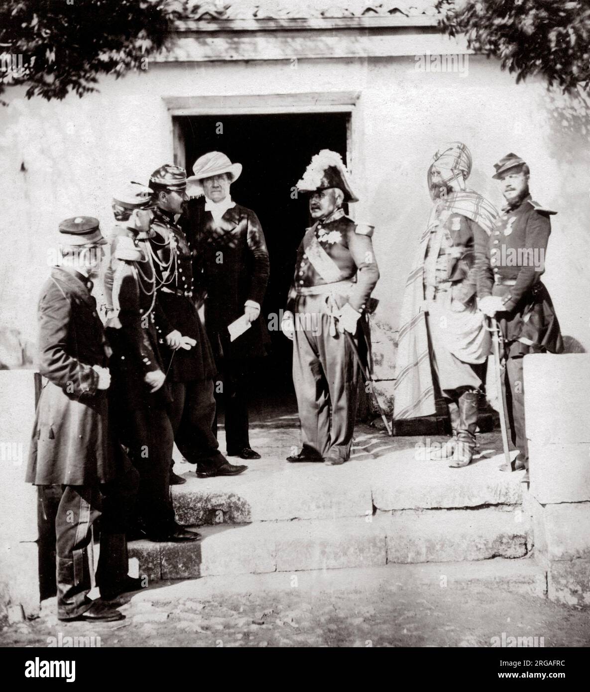c.1855 Crimea Crimean War (Roger Fenton) - British and French officers: Burgeish Vico Raglan Pelissier Stock Photo