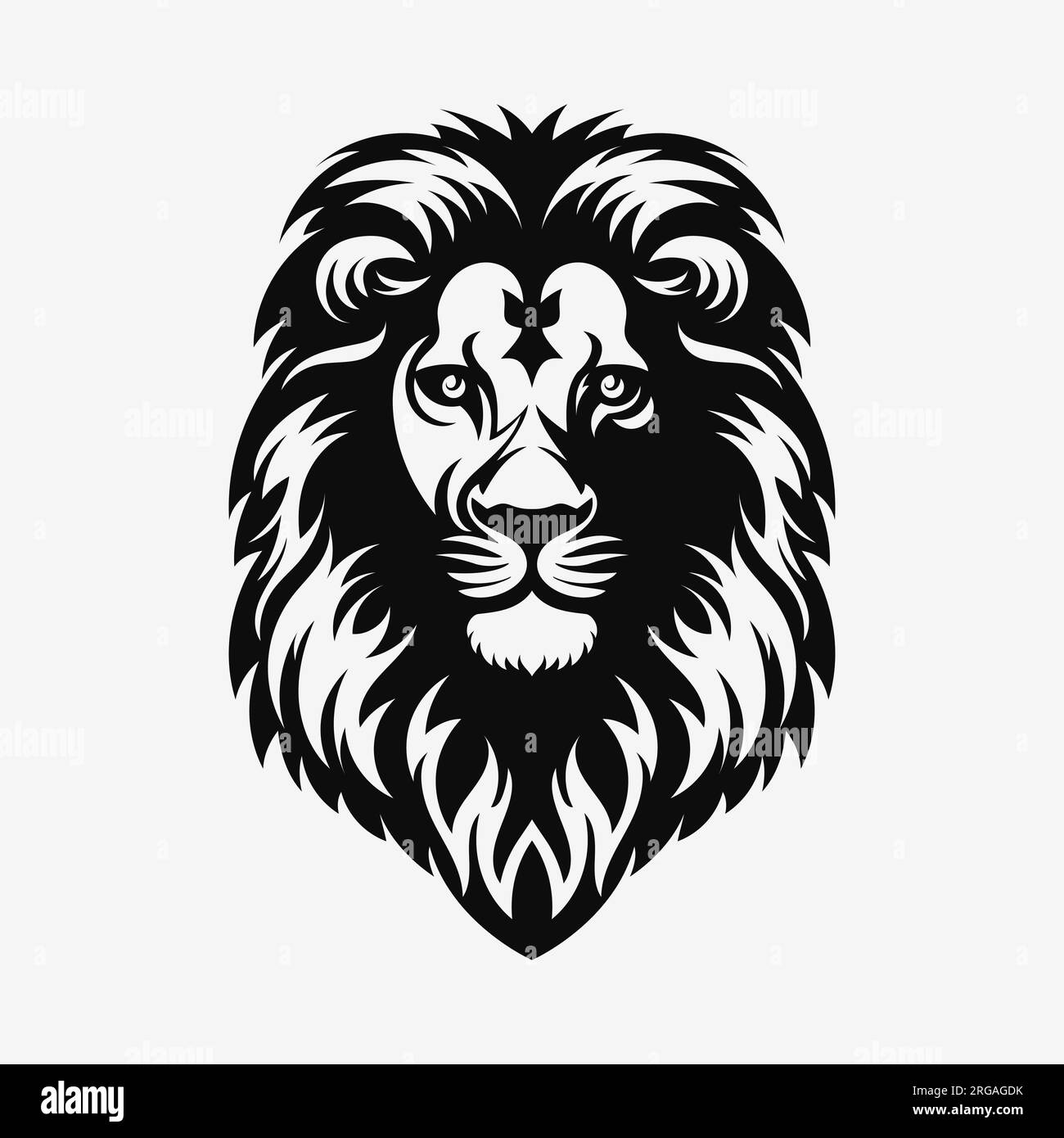 Lion head logo. Black and white icon. Vector illustration EPS10 Stock Vector