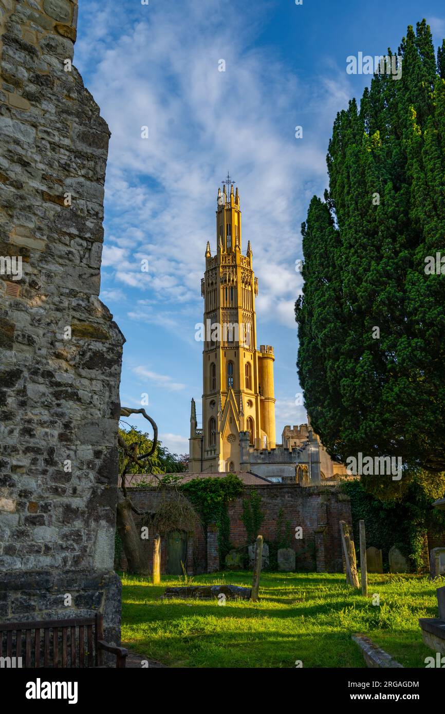 Hadlow Tower, or MayÕs Folly as it is also known, is a Grade 1* listed folly, the tallest of its kind in the United Kingdom Stock Photo