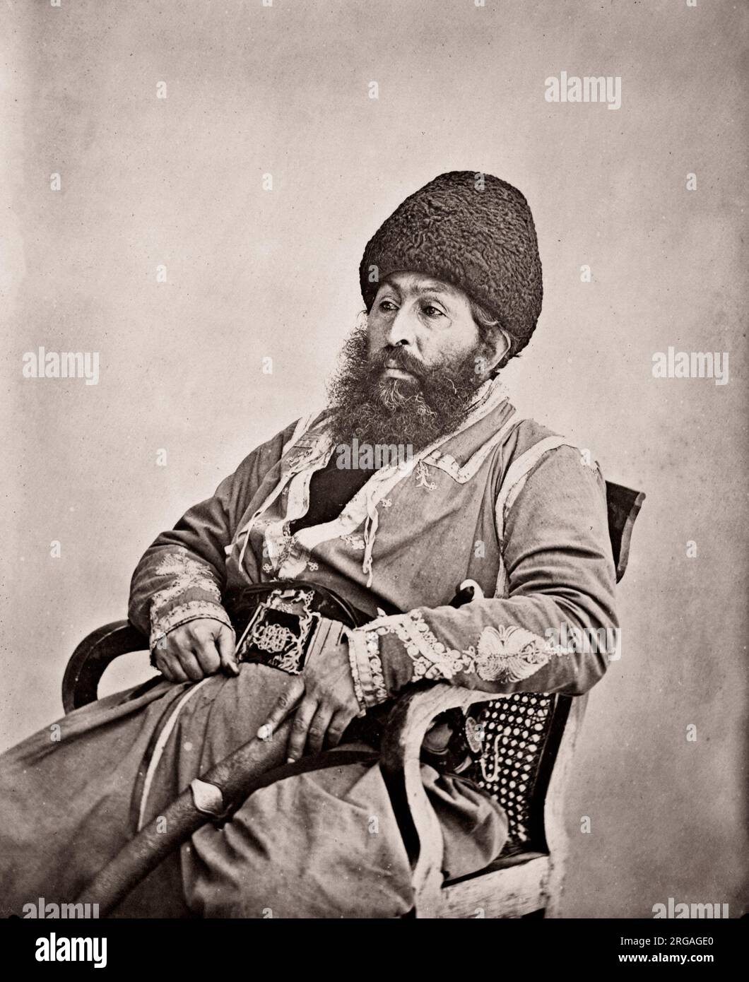 19th century vintage photograph India - the Amir of Kabul Afghanistan Shepherd and Robertson, 1860s Stock Photo