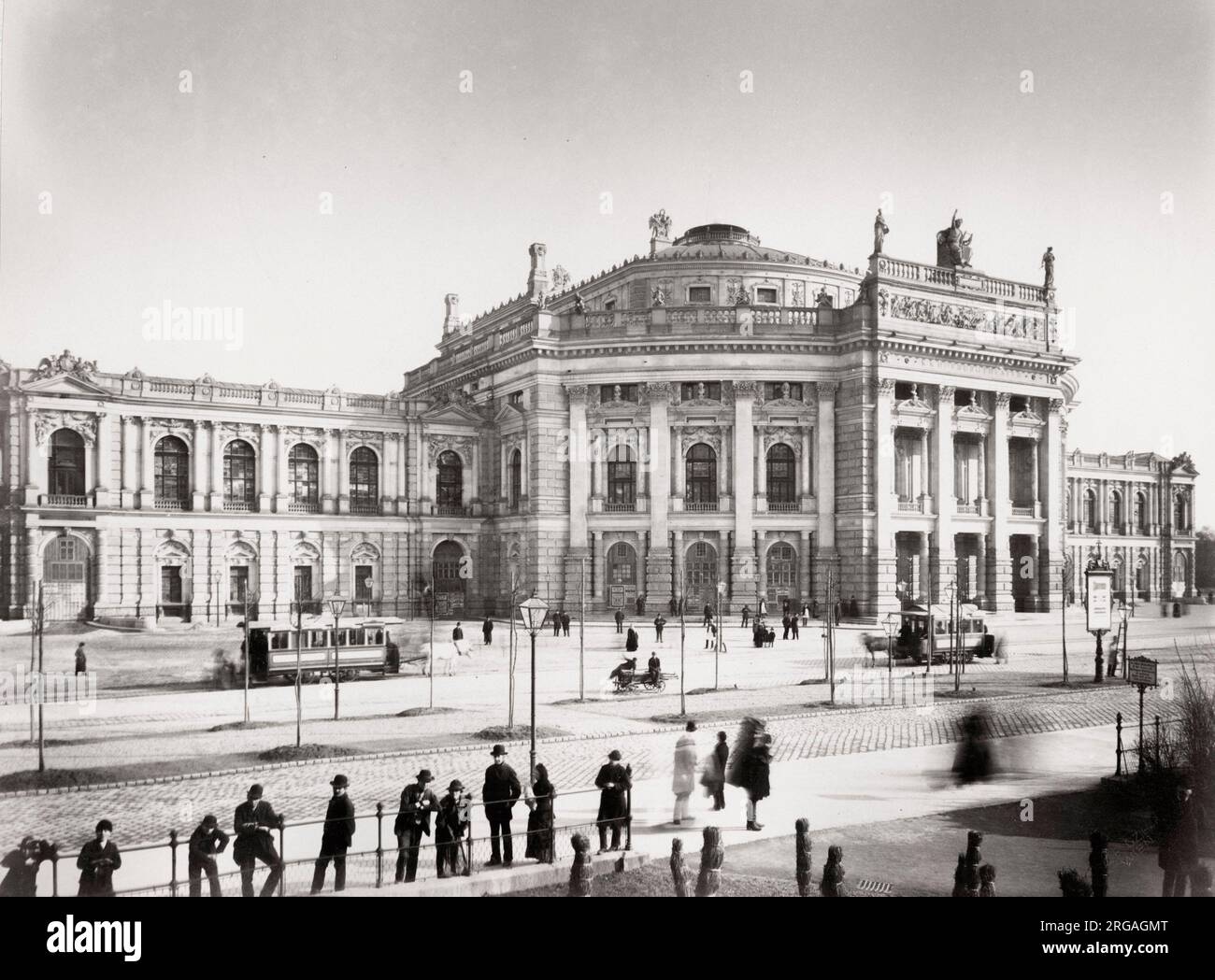 19th century vintage photograph: The Burgtheater, originally known as K.K. Theater an der Burg, then until 1918 as the K.K. Hofburgtheater, is the national theater of Austria in Vienna. Stock Photo