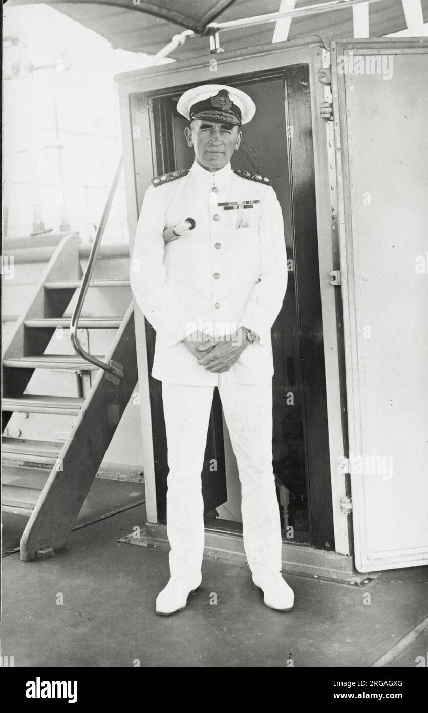 Vintage c.1920's photograph: Admiral of the Fleet Sir Reginald Yorke Tyrwhitt, 1st Baronet, GCB DSO was a Royal Navy officer. During the First World War he served as commander of the Harwich Force. Here photographed as Commader of the China Station, c.1927. Stock Photo