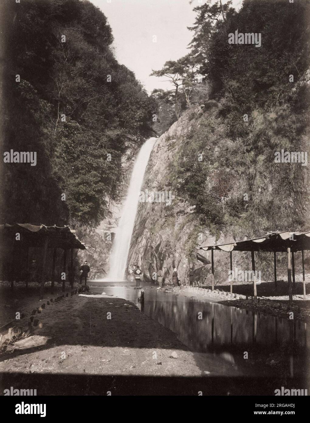 19th century vintage photograph: Nunobiki Waterfall, Kobe, Japan. Stock Photo