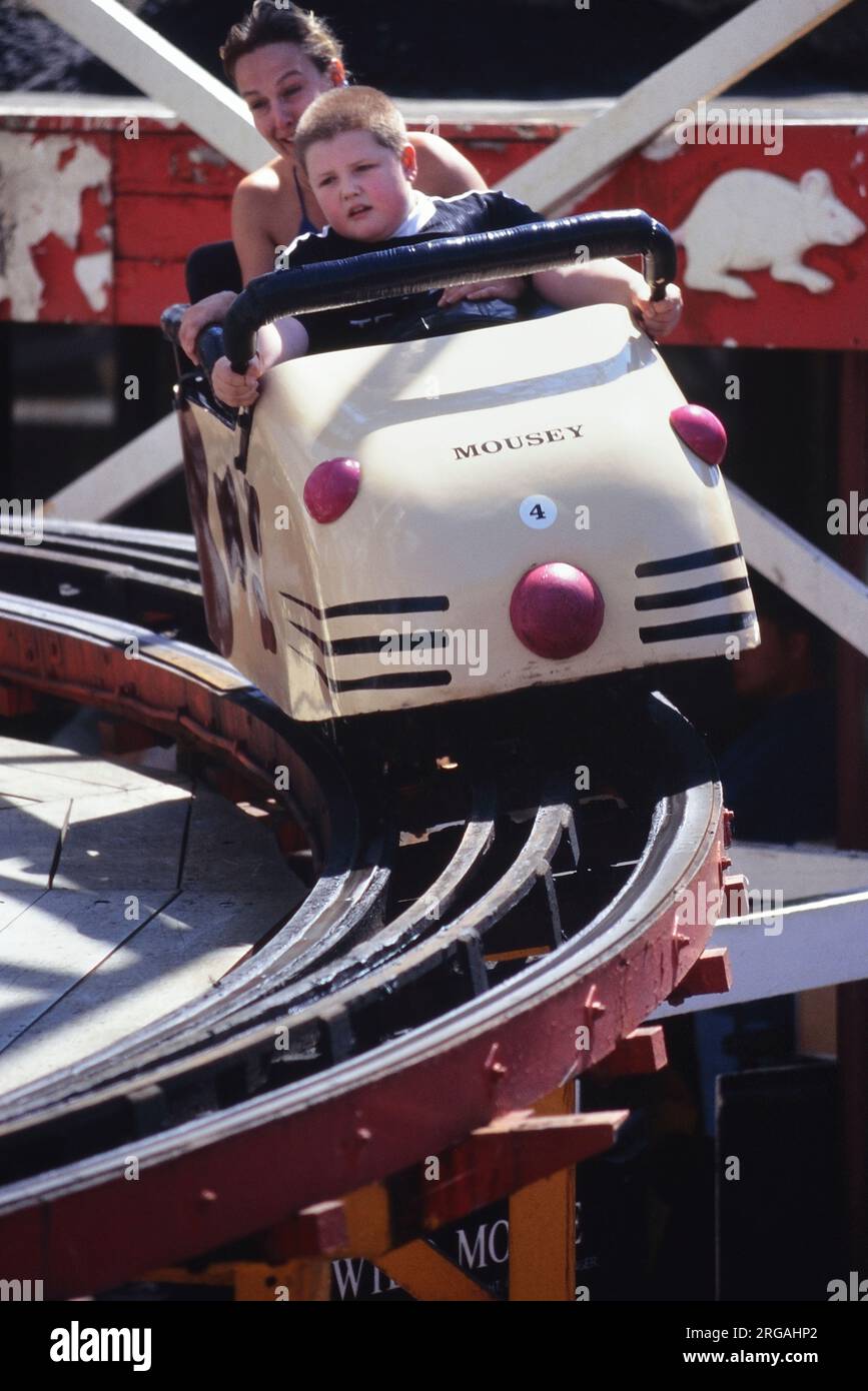 Passengers On The Wild Mouse Wooden Roller Coaster At Blackpool 