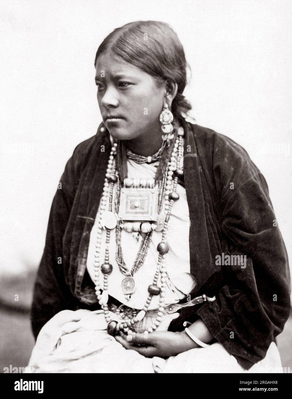 c. 1860s India - Bhutia woman Tibet Nepal Sikkim Stock Photo