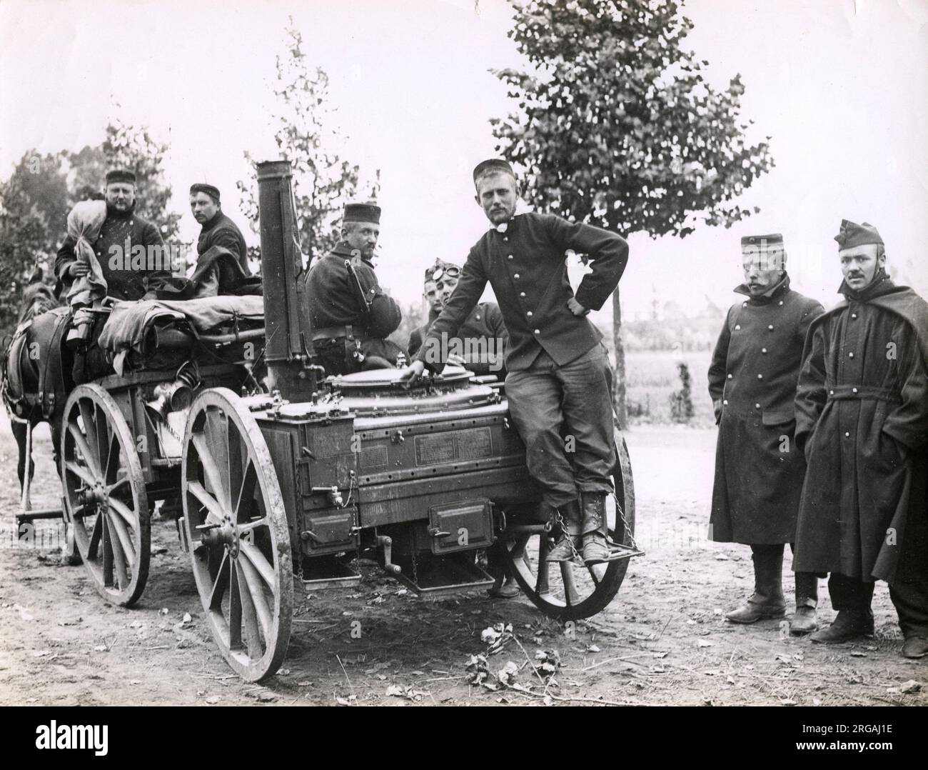 WW1-era photo postcard German military mobile field kitchen WW1-era photo postcard German military mobile field kitchen