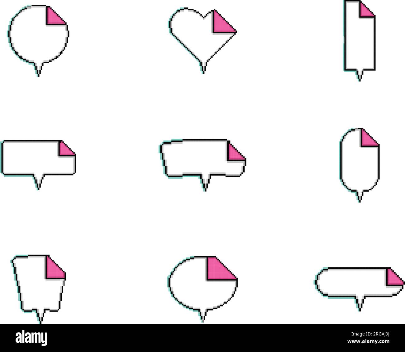 Set pf pixelated comic speech bubble chats Vector Stock Vector