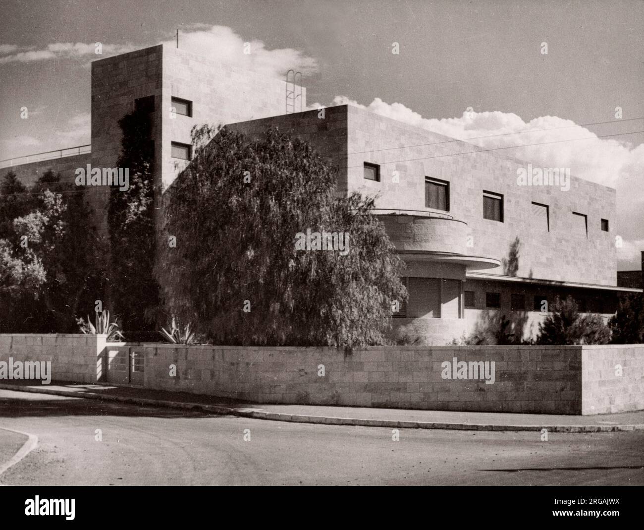 1943 - Jerusalem, Palestine (Israel) - modern architecture, new buildings Photograph by a British army recruitment officer stationed in East Africa and the Middle East during World War II Stock Photo