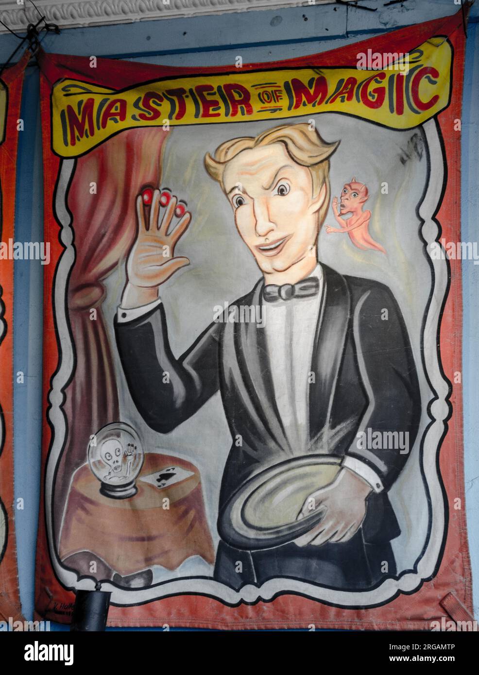 Sign advertising the Magician at Coney Island, New York Stock Photo