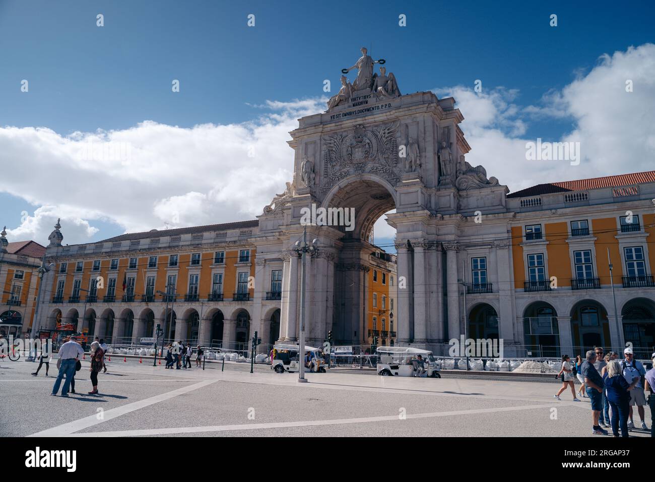 3.5.2023 Lisbon, Portugal: Praca do Comercio grand commerce square, with historical significance, stunning architecture, and breathtaking riverfront Stock Photo