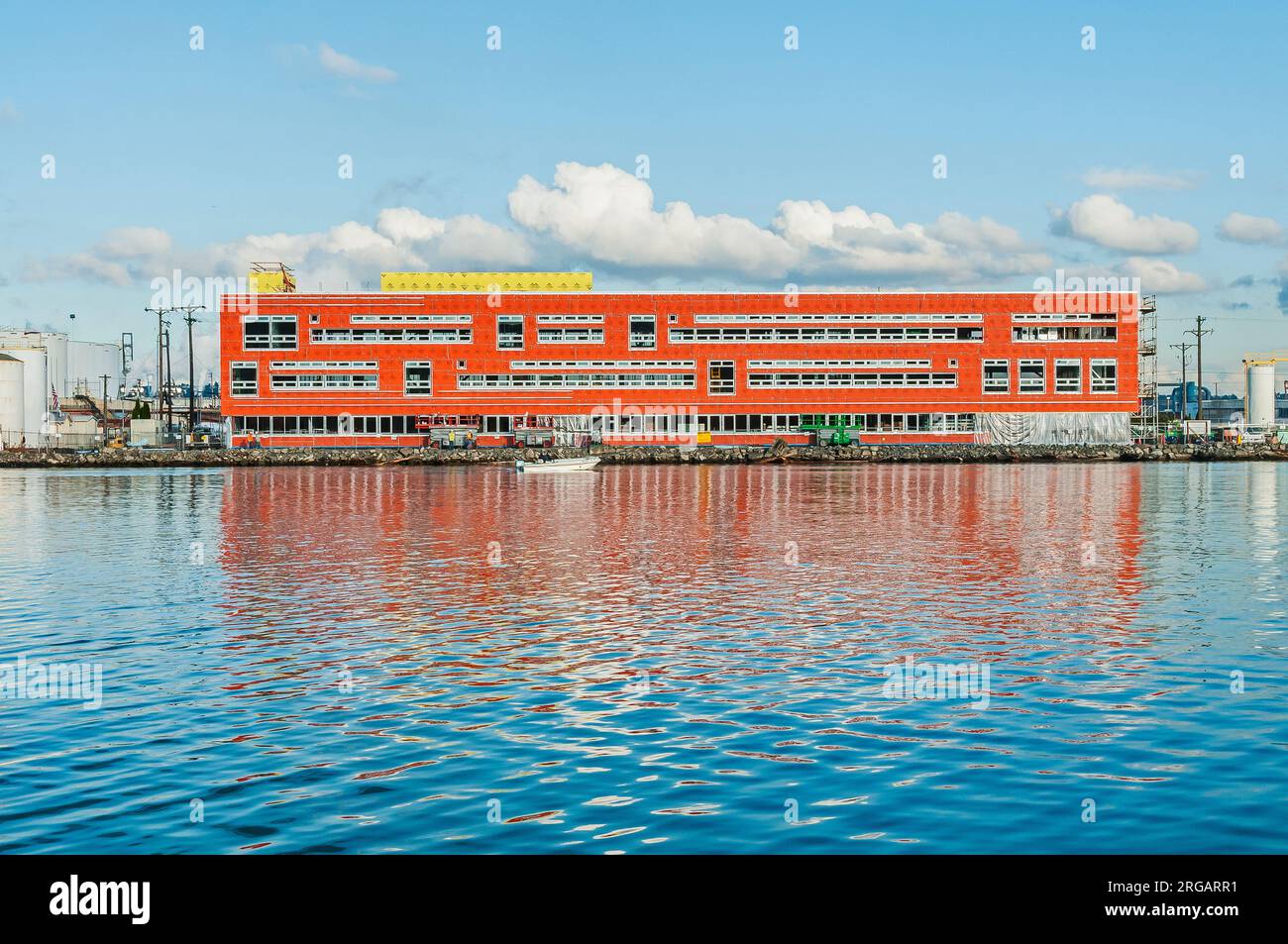 View of the Center For Urban Waters building, while under construction, from the opposite shore Stock Photo