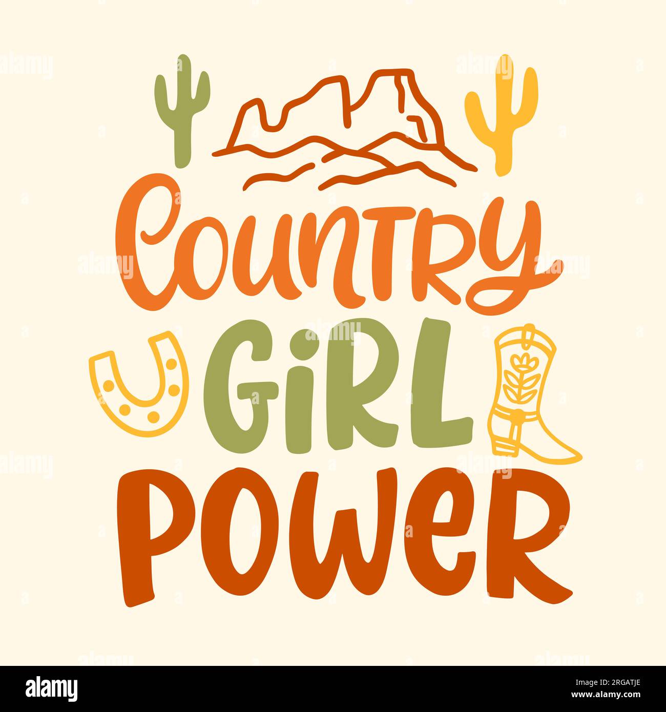Country Girl Power Southern farmhouse vector quote Stock Vector
