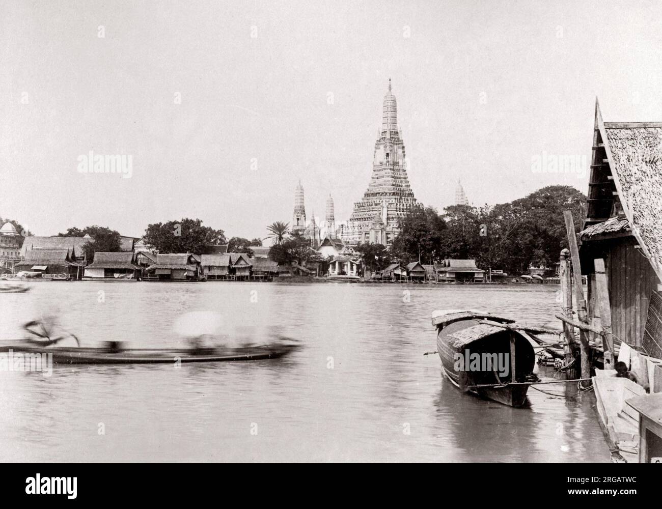 c.1880 South East Asia - Siam Thailand Bangkok temple pagoda Stock Photo
